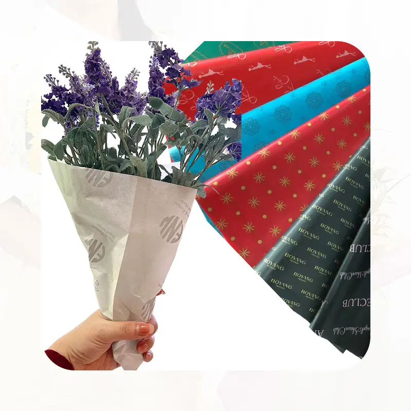 Hoja de papel impermeable de lujo, celofán para envolver Flores, papel de envolver flores reciclable impreso personalizado