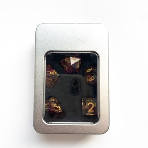 ดันเจี้ยนและมังกร DND D & D 7ชิ้นต่อชุดบรรจุลงในกล่องเหล็กเกมบทบาทลูกเต๋ายางเรซิ่นมุมคมพร้อมกระดาษลูกอม - Product Image 6