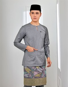 Müslüman erkek Baju kukumelayu ipek Slimfit kesme modeli Baju kuembroidery nakış Embroidery ket Baju Raya
