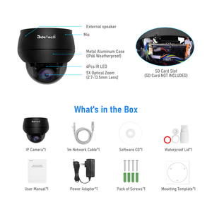 JideTech便宜的8MP 4K PoE 5X变焦户外PTZ IP摄像机，带20fps和自动跟踪黑色摄像机安全8 mp - Product Image 4