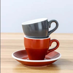 Klasik lale şekilli espresso kahve kupa 80ml fincan ve çay tabağı seti özelleştirilmiş yeniden kullanılabilir seramik bardak - Product Image 5