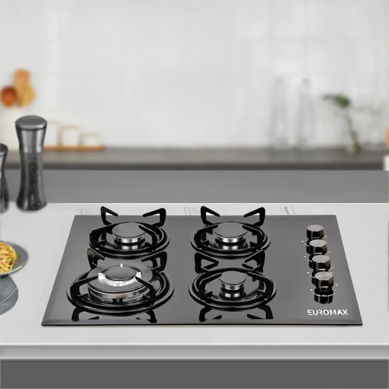 Fabrika OEM ODM yüksek kaliteli Gaz ocak 4 brülörler dahili cam Cooktops LPG/NG Gaz soba parçaları aşçı üst Gaz hazretleri