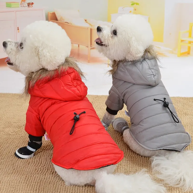 Nuovo stile ispessito caldo piccolo e medio cane gatto due piedi trazione abiti imbottiti di cotone di lusso