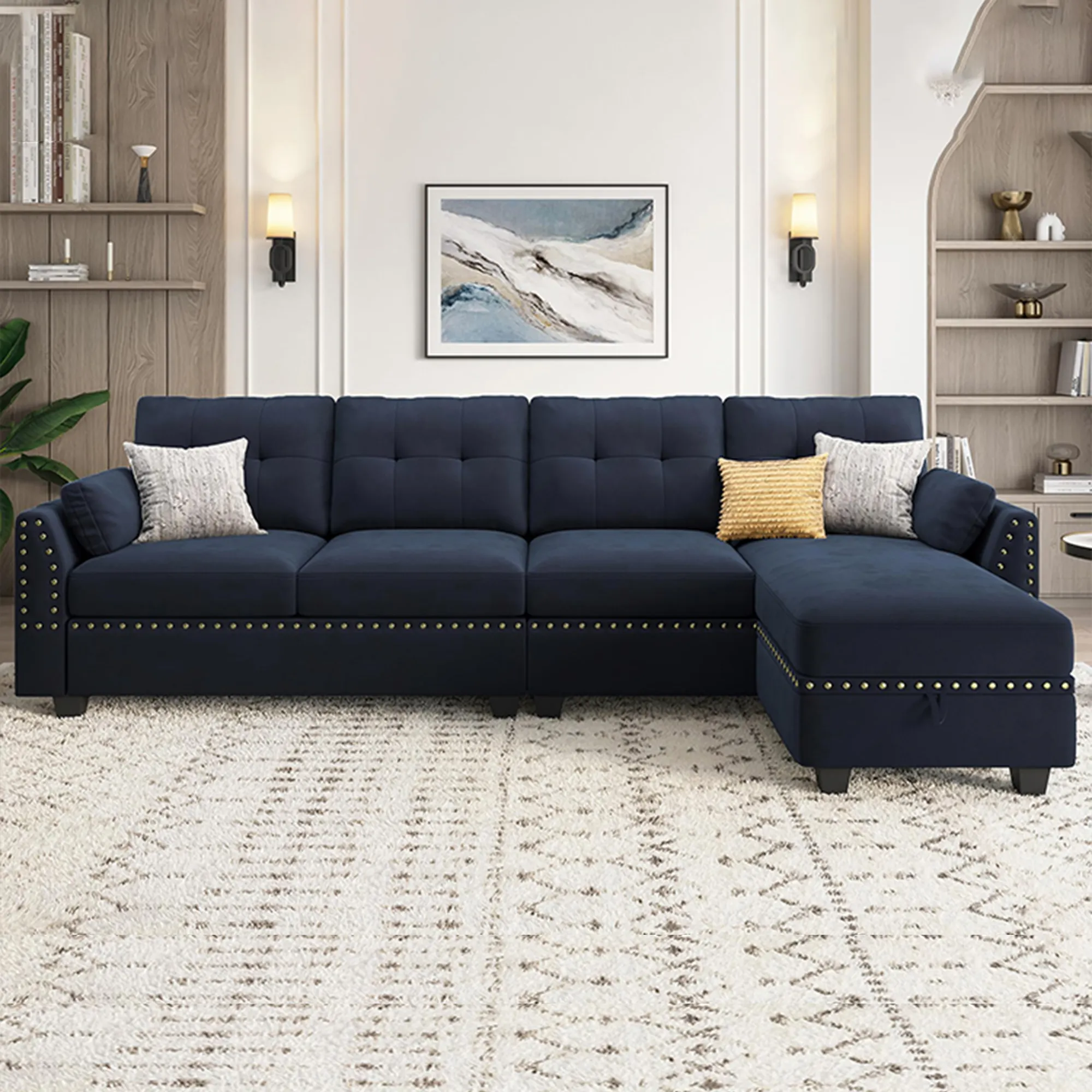 Divano modulare reversibile moderno a forma di L divano convertibile divani a 4 posti per soggiorno