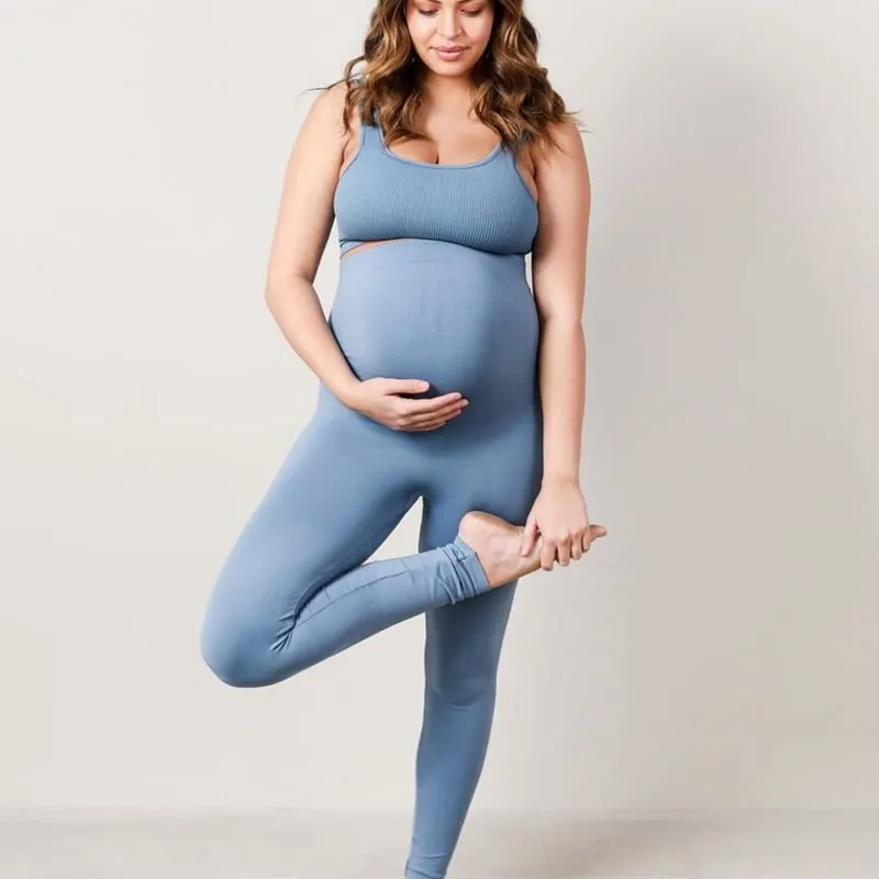 사용자 정의 높은 허리 활성 스트레치 부드러운 임신 전체 발목 길이 임신 편안한 코튼 출산 요가 레깅스