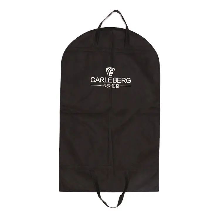 factoroy price recycled eco friendly non woven black customized garment bag suit cover bag custom logo