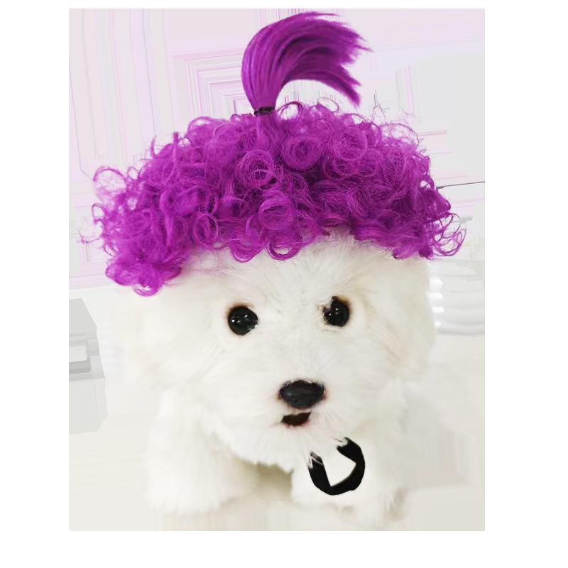 Dog wig with long feathered purple hair (30g)