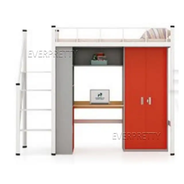 Échelle d'interlock pour dortoir d'étudiants, lit Loft simple en acier avec armoire et Table