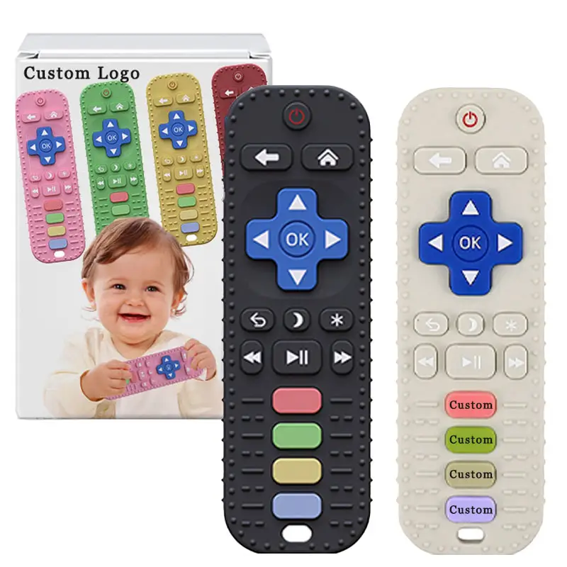 BPA Free CPC Sensory Exploration and Teething Relief Toys Game Controller TV Remote Control Silicone Teether for Babies