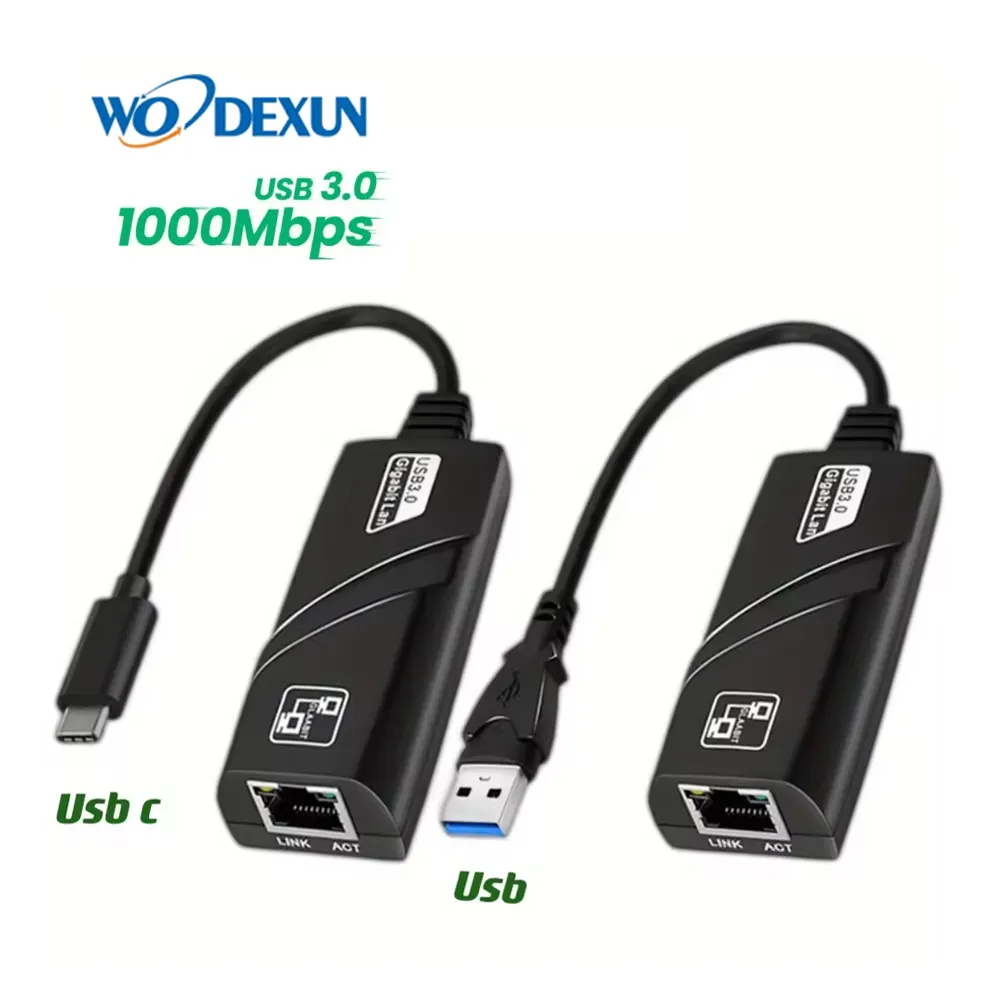 محول شبكة جيجابايت 1000 ميجابت/ثانية من USB 3.0 إلى RJ45 محول شبكة محلية سلكي USB إلى محول إيثرنت للكمبيوتر المكتبي والكمبيوتر المحمول