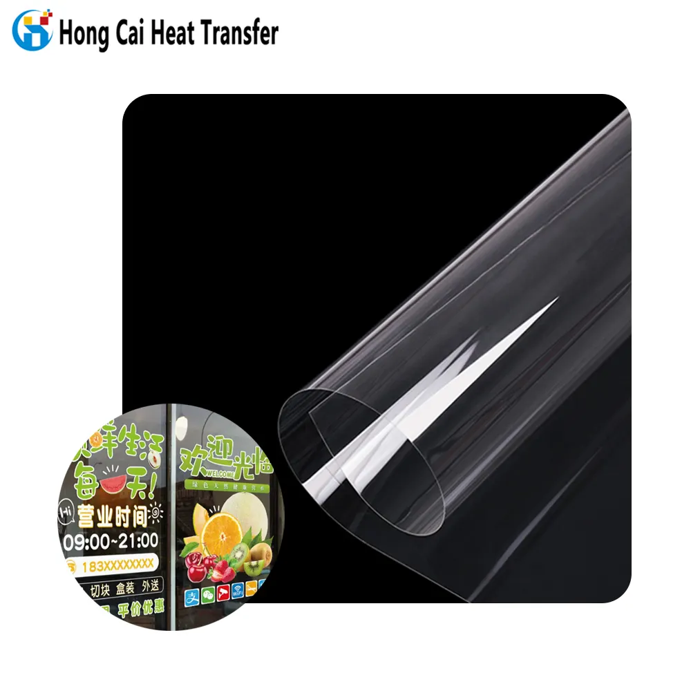 Hongcai PVC/PET pegatina de vidrio de alta transparencia pegatina para el cuerpo solvente débil UV pintura en aerosol pegatina para coche respaldo adhesivo HD