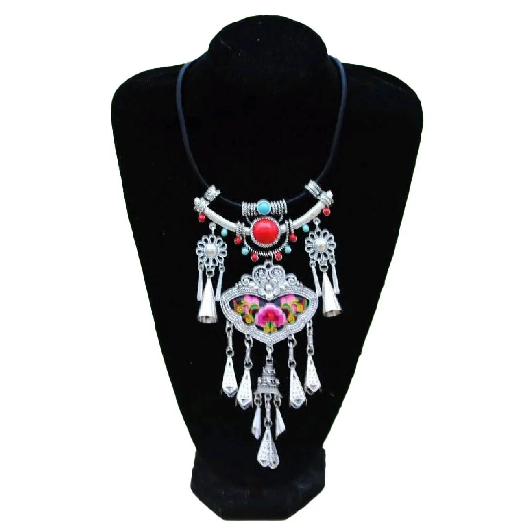 Profondeur Rétro Style Chinois Nouveau Miao Argent Femmes Style Ancien Collier Collier