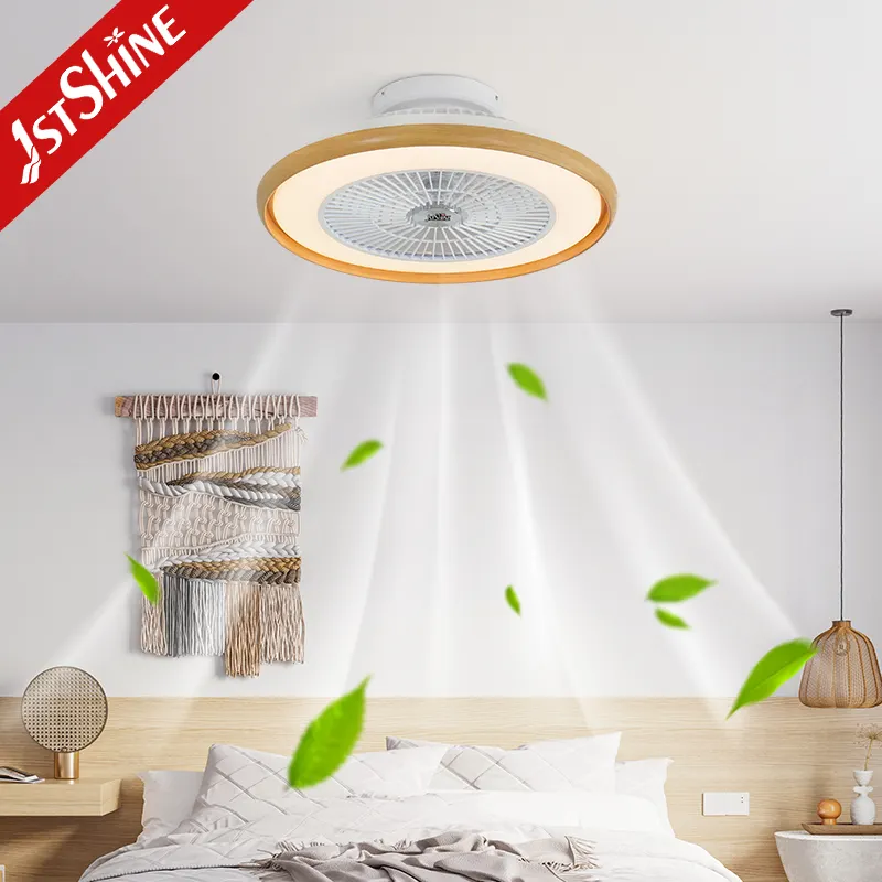 1stshine ceiling fan with led light light wood shell dc 6 speeds bladeless ceiling fan for bedroom