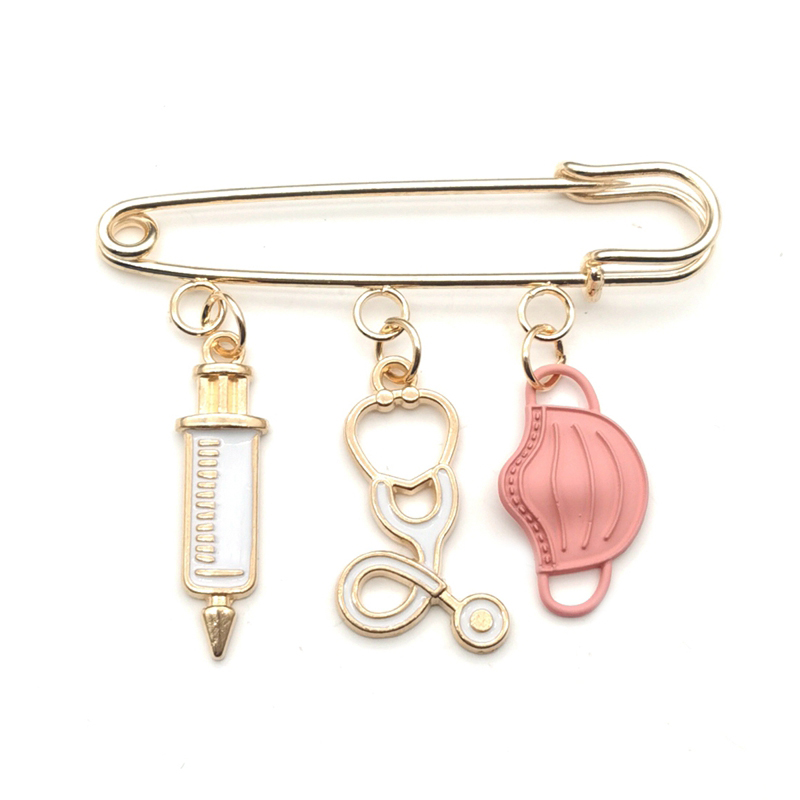 Pink Mask Medical Tools Brooch