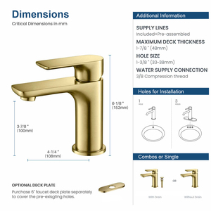 Aquacubic OEM boong gắn chải vàng xử lý duy nhất Brass nước Mixer phòng tắm vòi nước - Product Image 6