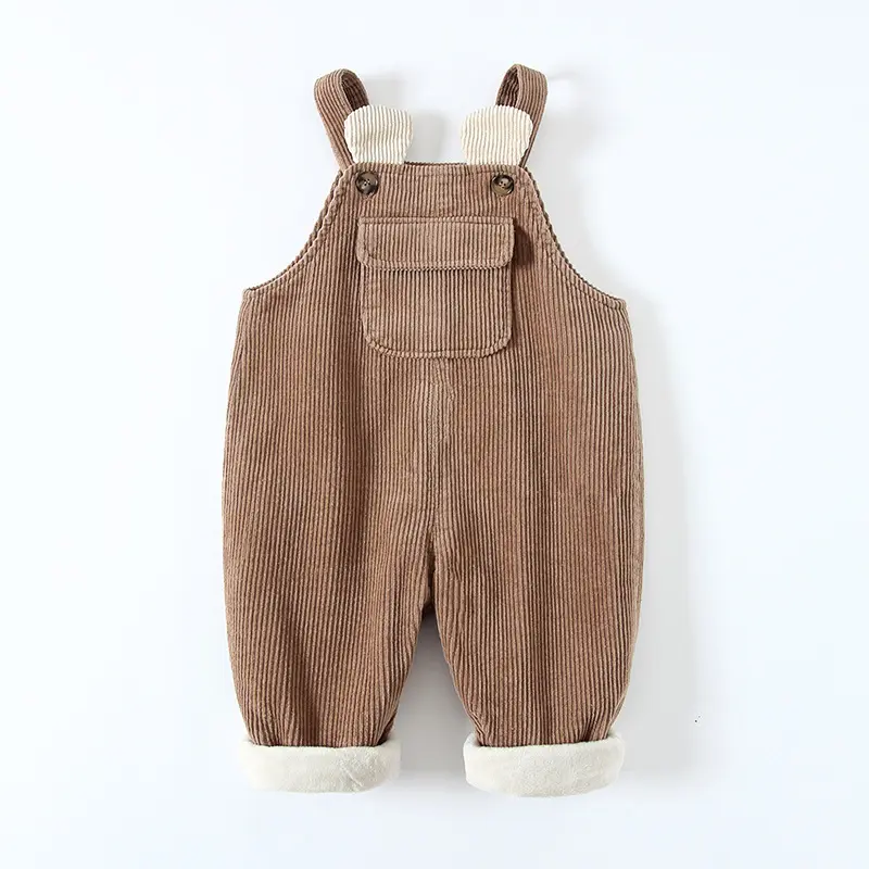 Pinuotu Rib Baby Wear Cotton Cute Velvet lining Romper Kids Clothing Jumpsuit Boy Girl Pockets Corduroy Overalls Clothes