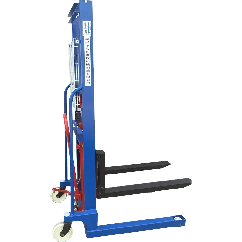 ไฮดรอลิก Hand Hand Stacker รถยกใหม่1000Kg คู่มือยกส้อม Stacker 1.6M Lift