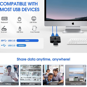 USB3.0スイッチセレクターKVMスイッチ2in1プリンターキーボードスプリッターUSB双方向スイッチャーボックス共有スイッチ - Product Image 4