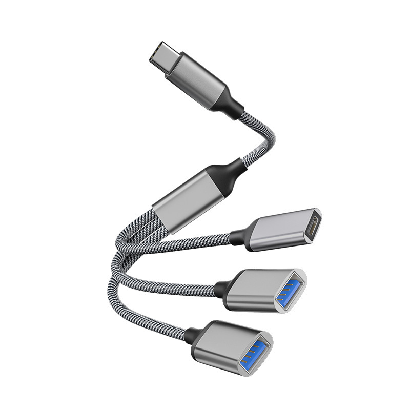Type-c to USB 1-in-3 60W (Grey)