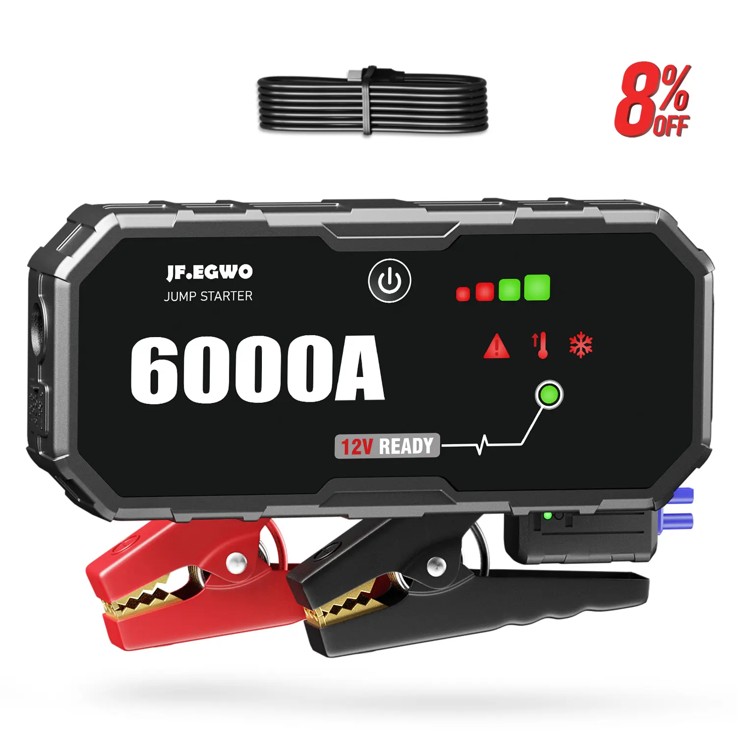 Mini cargador de batería de coche de emergencia portátil 6000A Jump Start 22000Mah 12V Jumper Starter Power Bank Kit de emergencia portátil Cable