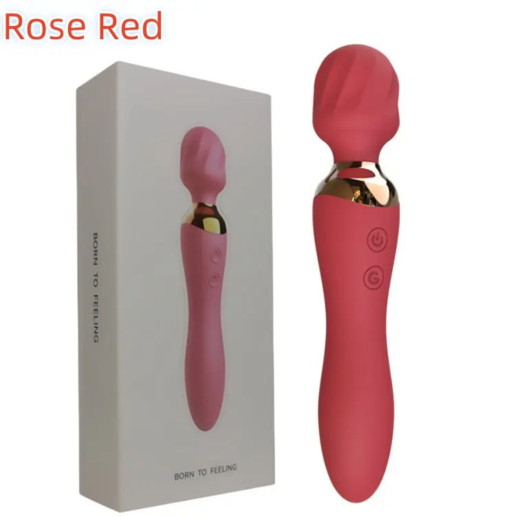 Vibrador de cabeça dupla recarregável com varinha AV, massagem de choque dupla para mulheres, produto quente para masturbação sexual adulta, produto de massagem de impacto dupla para mulheres