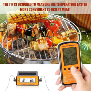 Termómetro digital para barbacoa con pantalla LCD de lectura instantánea inalámbrico y Sensor de dos sondas Sensor de temperatura de alimentos alimentado por batería - Product Image 6