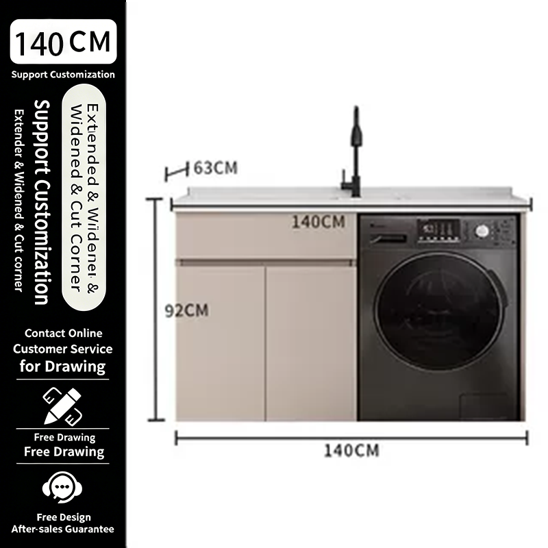 Mueble de 140 cm + Lavabo Integrado de Piedra de Cuarzo