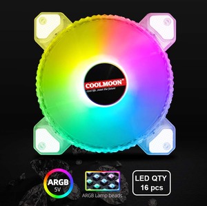 COOLMOONゲーミングコンピューターPCケース冷却キットファンケース、リモートクリスタルのような表面コンピューターファンラジエーター<span class=keywords><strong>LED</strong></span> RGB 120ファン