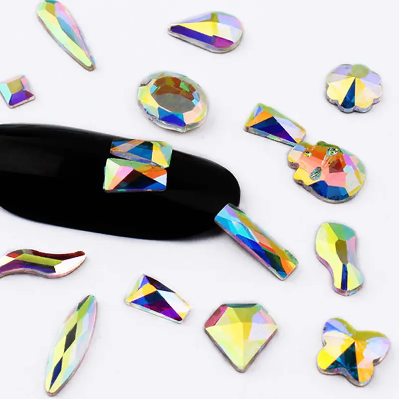 Высококачественный модный кристаллический камень с плоской задней поверхностью K9, украшение для дизайна ногтей AB