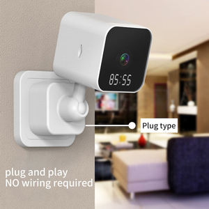高清家庭安全室内墙壁插头插座Wifi迷你闭路电视摄像机智能图雅数字时钟插入式摄像机保姆宠物摄像机