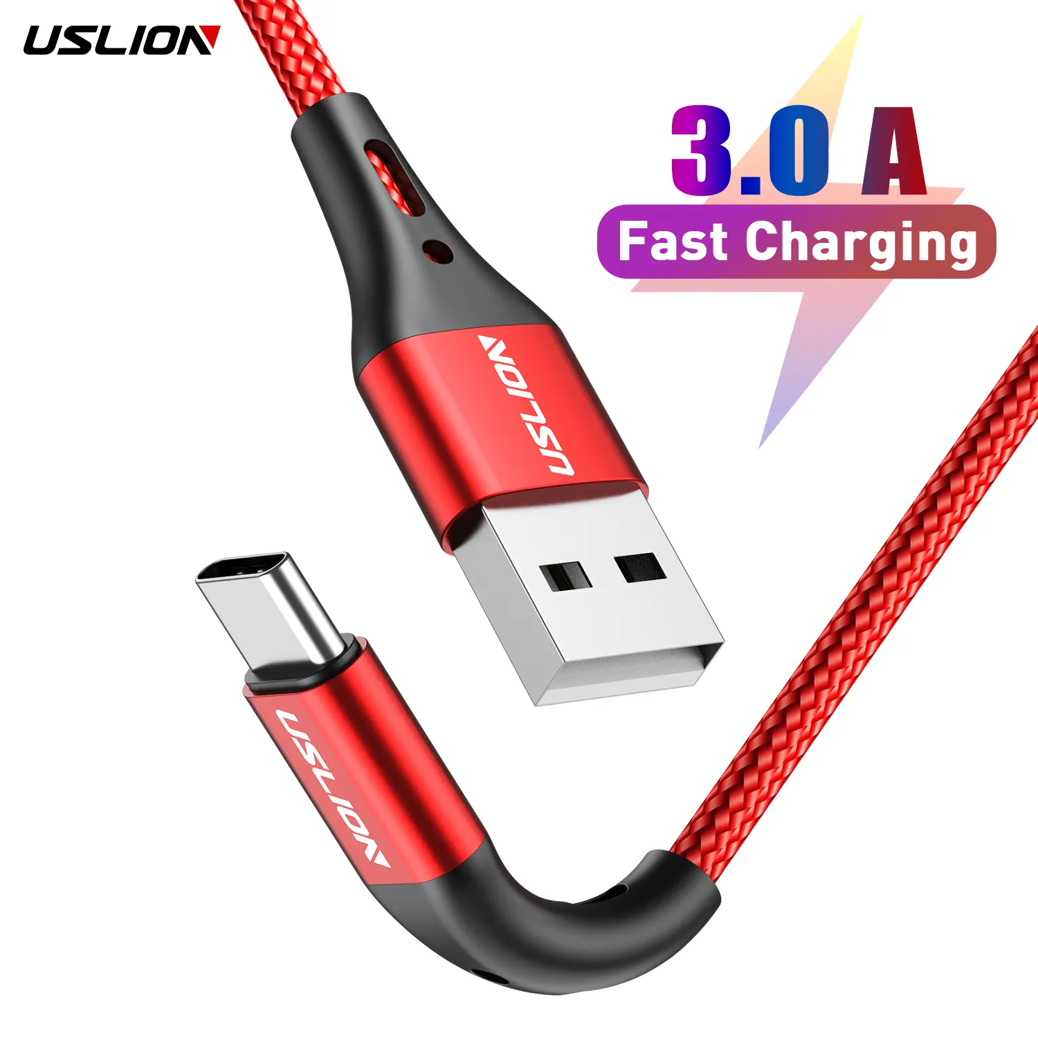 USLION-Cable USB tipo C de carga rápida para teléfono móvil, Cable de datos para Huawei Micro USB tipo C, Samsung y Xiaomi, 1M