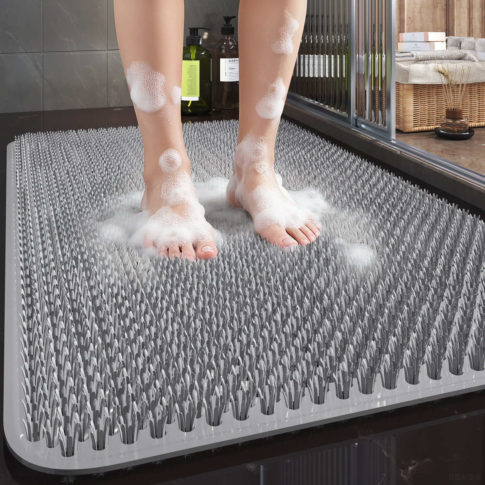Tapis de douche en herbe - Couleur cristal