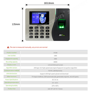 Escáner biométrico de huellas dactilares ZK ST200, sistema de asistencia de tiempo y producto de Control de acceso a la máquina de reloj de tiempo - Product Image 6