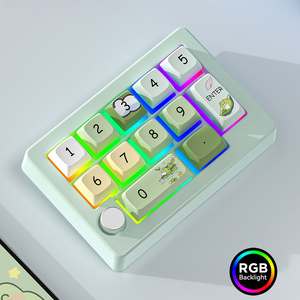 W908 RGB 12 teclas teclado intercambio en caliente RGB con cable inalámbrico Bluetooth 2,4G Teclado mecánico para juegos con perilla