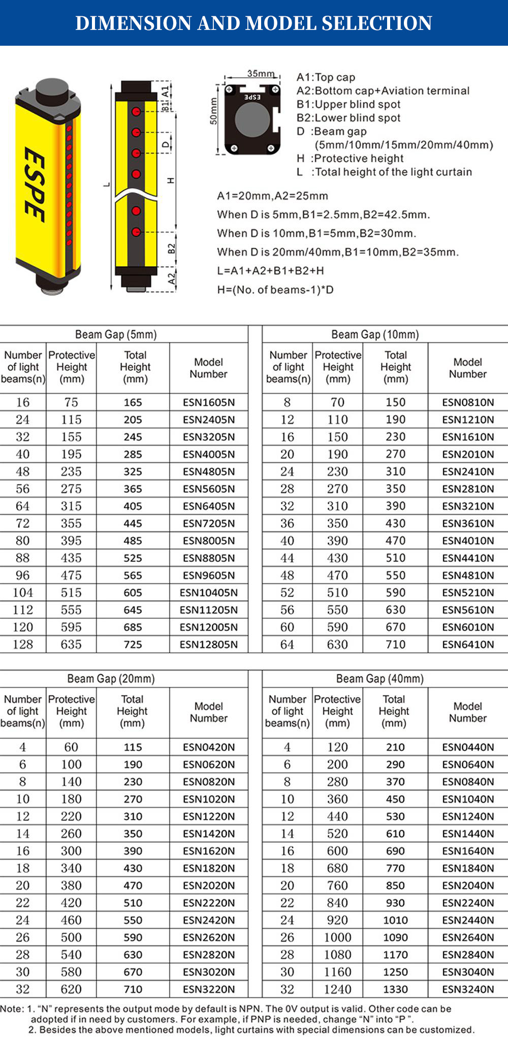 ESN0810 Photosensitive Relay Output Security Barrier Industrial Finger Protection Safety Light Curtain Sensor