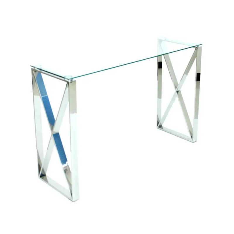 Table d'entrée en verre avec miroir, 1 pièce, en fer doré et blanc, pour couloir, maison de luxe, hôtel, chromé, 2021
