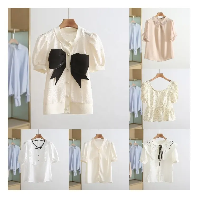 מכירות חמות חולצות נשים סגנונות בגדים חדשים חולצה עם שרוול קצר מודפס חולצת חוף קז'ואל 100% לבן פוליאסטר