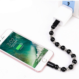 珠纯色手链USB电缆通用手机充电器微型USB C型同步数据快速充电线 - Product Image 1