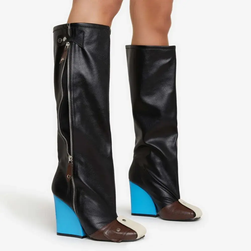 2022 confortevole Premium Outdoor Chunky Heels tacco alto basso moto Boot punta quadrata cerniere Boot per le donne