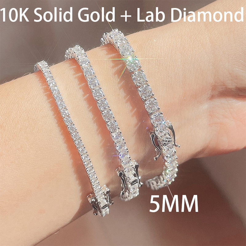 5MM 10k solid gold+lab diamond