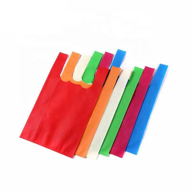 Cheap customized eco-friendly reusable w cut non woven vest bag for shopping
