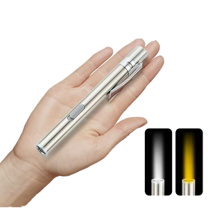 2-in-1多機能USB充電式ポケットペンライトトーチLED白と黄色看護師と医師のための防水 - Product Image 3