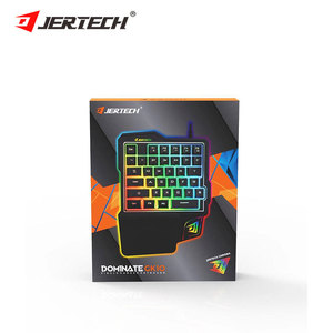 JERTECH GK10 mini colorido retroiluminado adecuado para teléfono computadora con cable USB teclado de mano izquierda teclado de juego de una mano para móvil - Product Image 1