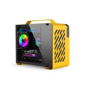 ZeroMasterX200ポータブルデスクトップゲーミングコンピューターケースイエローアルミニウムPCMATXガラスサイド水冷ITXMINIマイクロATX - Product Image 1