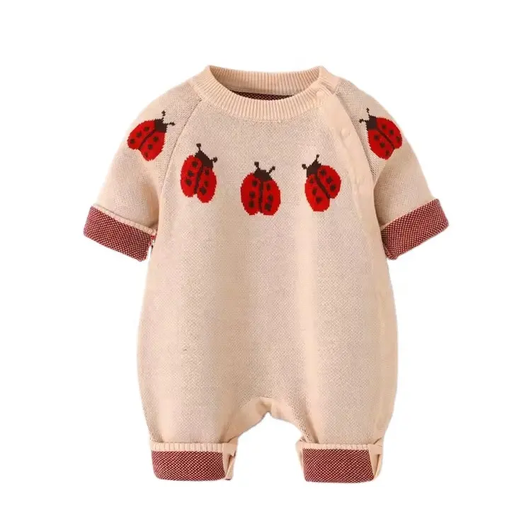 बेबी जंपसूट विंटर कस्टम निट बेबी बॉयज़ गर्ल्स रोम्पर टॉडलर बेबी कपड़ों के लिए बुना हुआ स्प्रिंकल स्वेटर