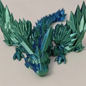新款3D打印水晶龙带翅膀可移动柔性铰接飞龙坐立不安玩具，家居装饰，生日礼物