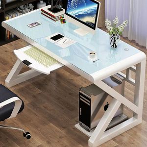 Escritorio de ordenador para el hogar, escritorio simple y moderno, tipo económico, de vidrio templado - Product Image 1