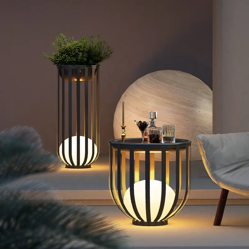 Zonne-Energie Gazon Buiten Rotan Villa Tuin Waterdichte Decoratieve Vloerlamp