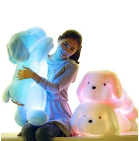 Free Sample 50cm Light Up LED Teddy Dog Toys Stuffed Animals Luminous Plush led dog animal Toy Colorful Glowing Dog Pillows