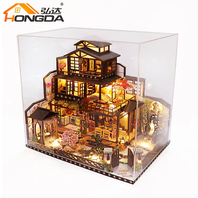 Mini casa de muñecas de madera para niños, regalos personalizados, marrón, único